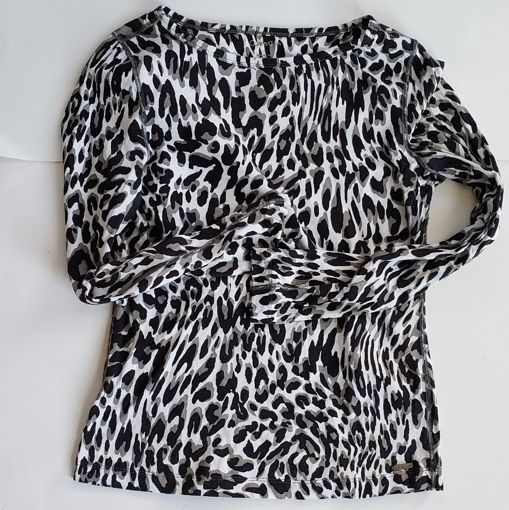 CALVIN KLEIN COTTON leopard athletic top small